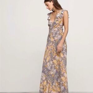 Banana Republic Silk V-Neck, open back Maxi Dress